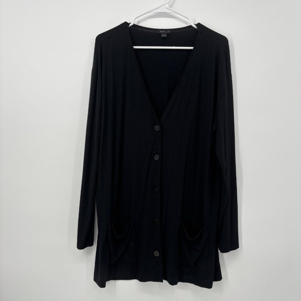 J. Jill Wearever Collection Black Button Front Cardigan Womens‎ Size Large